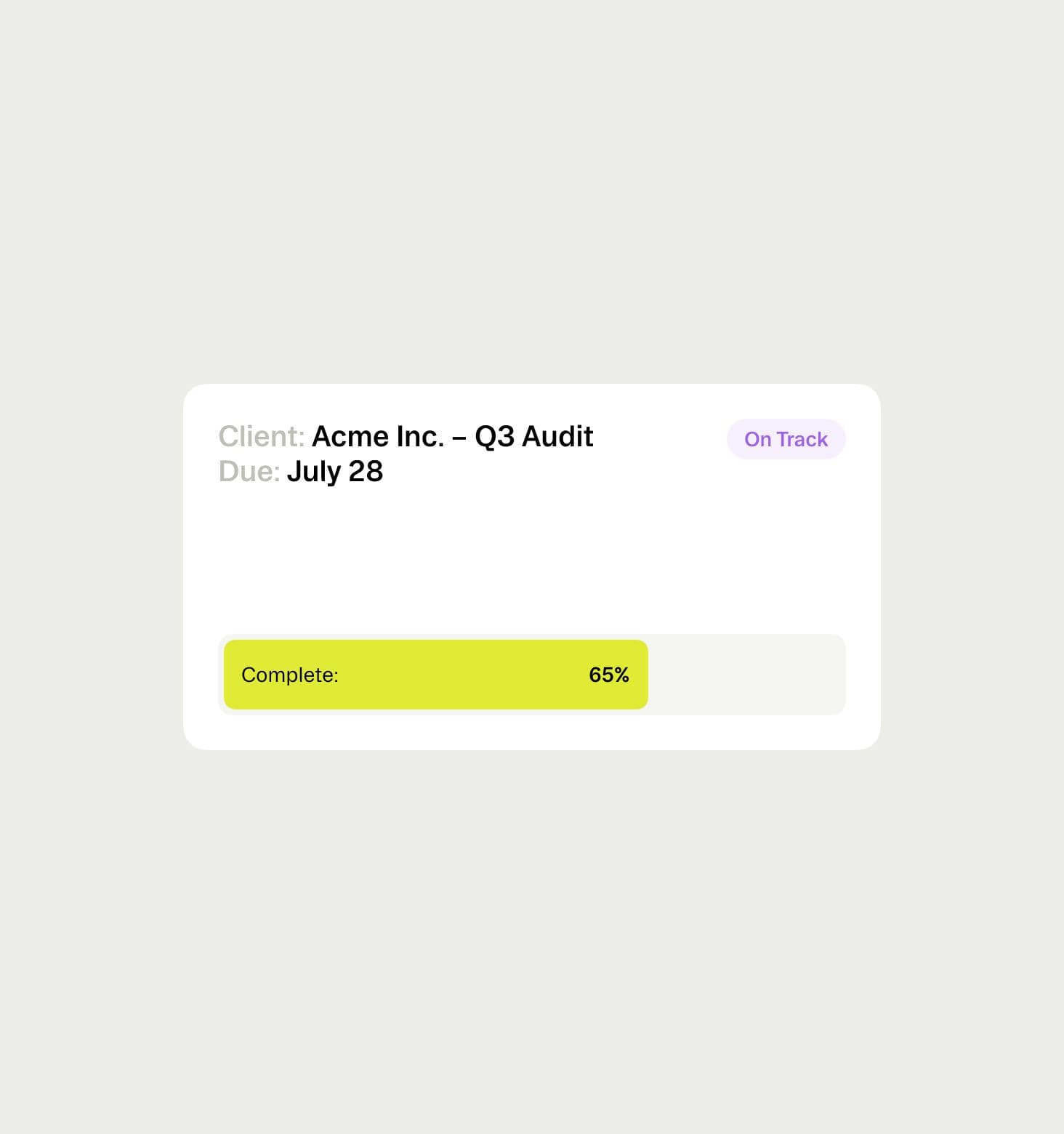 Professional services project tracking dashboard